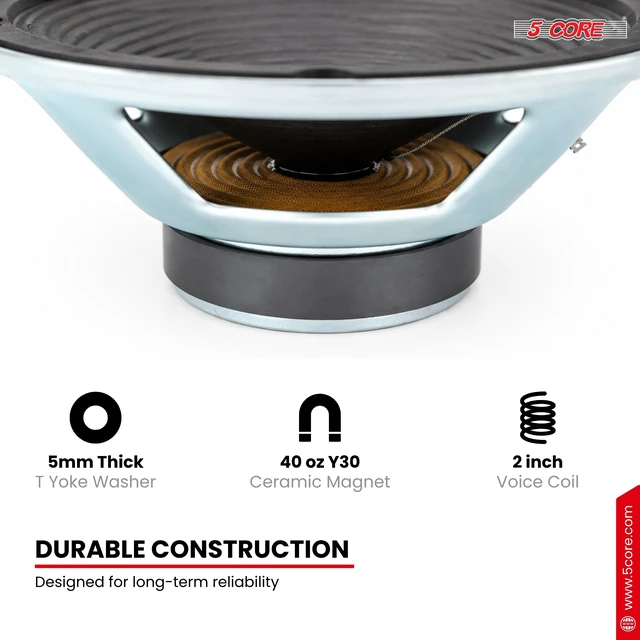 Alt view image 5 of 7 - 5 Core 12 Inch Guitar Speaker 8 Ohm Replacement Amplifier Speaker Amp Cabinet