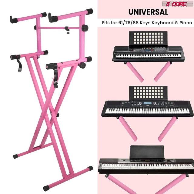 Alt view image 2 of 7 - 5 Core Keyboard Stand with 2 Tier Adapter Combo Adjustable X Style Digital Piano