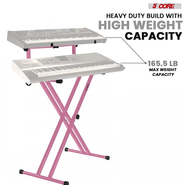 Alt view image 4 of 7 - 5 Core Keyboard Stand with 2 Tier Adapter Combo Adjustable X Style Digital Piano