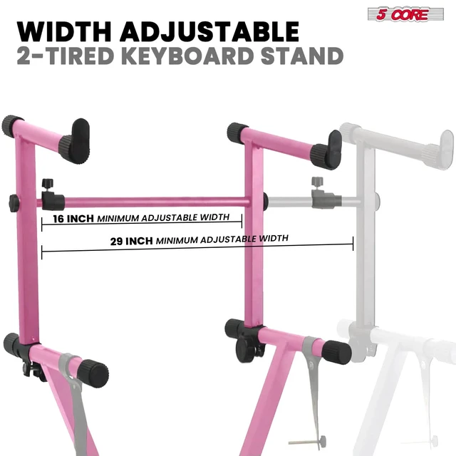 Alt view image 3 of 7 - 5 Core Keyboard Stand with 2 Tier Adapter Combo Adjustable X Style Digital Piano