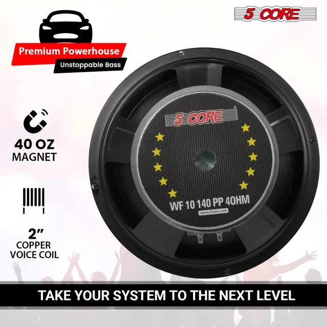 Alt view image 2 of 6 - 5 Core Car Subwoofer 2Pc 10" 3000W Replacement 4 Ohm Pro Audio Bass Sub Woofer