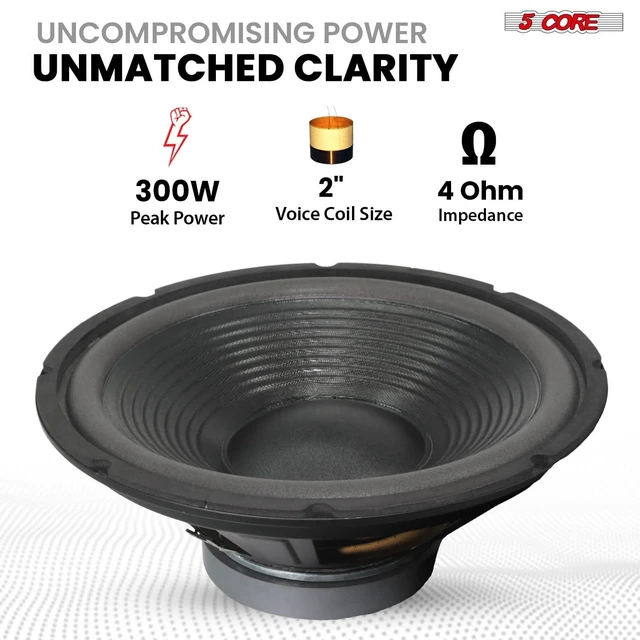Alt view image 3 of 7 - 5 Core 12 Inch Car Woofer Audio Pair 600W 4Ohm Deep Bass Replacement Sub Woofer
