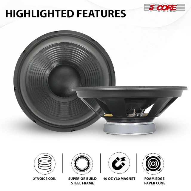 Alt view image 6 of 7 - 5 Core 12 Inch Car Woofer Audio Pair 600W 4Ohm Deep Bass Replacement Sub Woofer