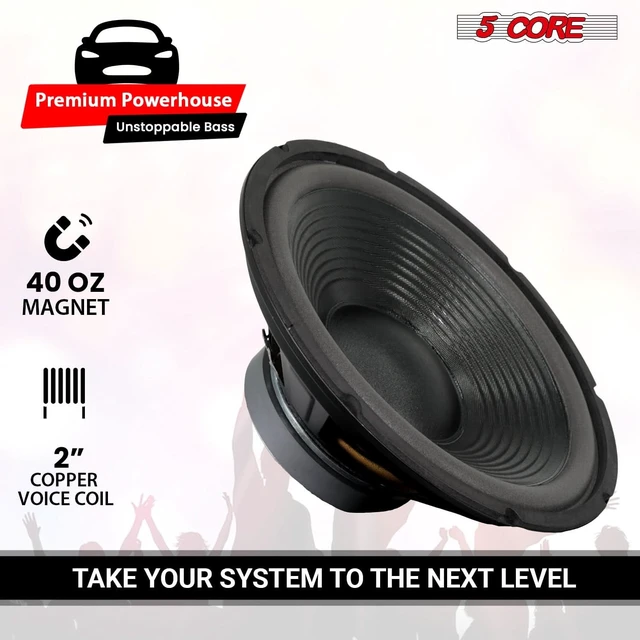 Alt view image 5 of 7 - 5 Core 12 Inch Car Woofer Audio Pair 600W 4Ohm Deep Bass Replacement Sub Woofer