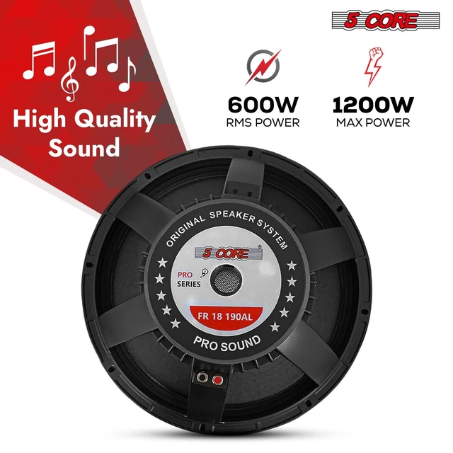 Alt view image 2 of 7 - 5Core 18" Subwoofer Speaker 600W RMS 8Ohm Replacement Audio PA DJ Sub Woofer