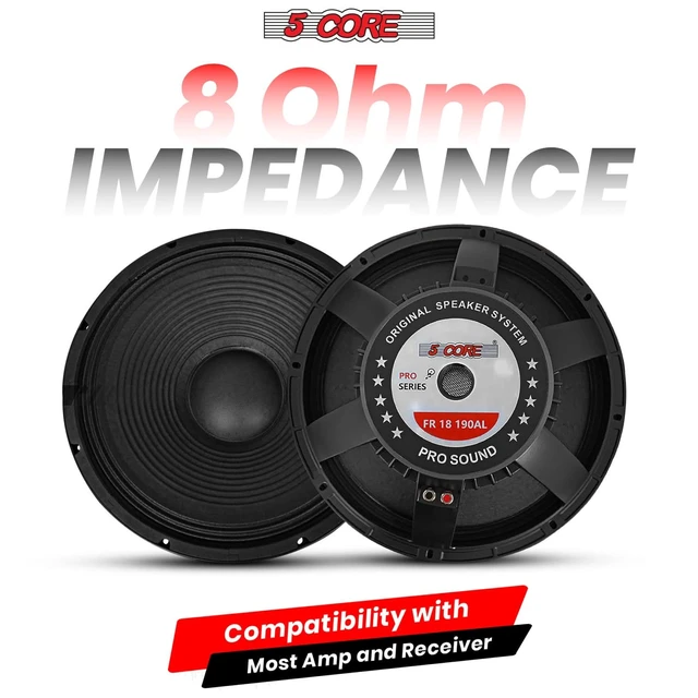 Alt view image 4 of 7 - 5Core 18" Subwoofer Speaker 600W RMS 8Ohm Replacement Audio PA DJ Sub Woofer