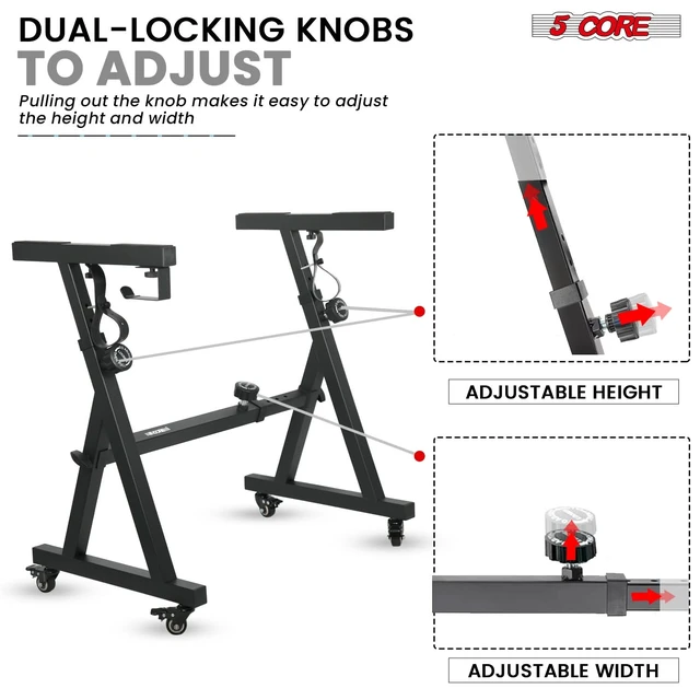 Alt view image 3 of 7 - 5Core Keyboard Stand Adjustable Height 36.5" Width 32.5 Electric Piano Riser
