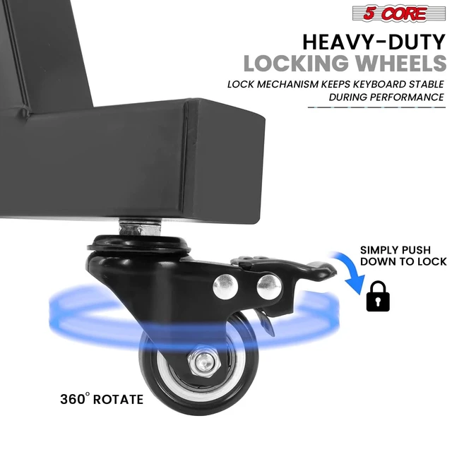 Alt view image 4 of 7 - 5Core Keyboard Stand Adjustable Height 36.5" Width 32.5 Electric Piano Riser