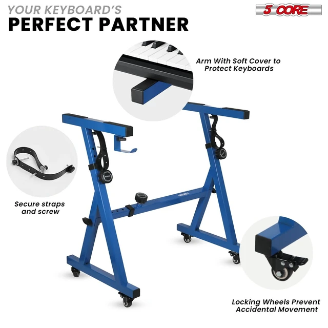 Alt view image 4 of 7 - 5Core Keyboard Stand Adjustable Height 36.5" Width 32.5 Electric Piano Riser