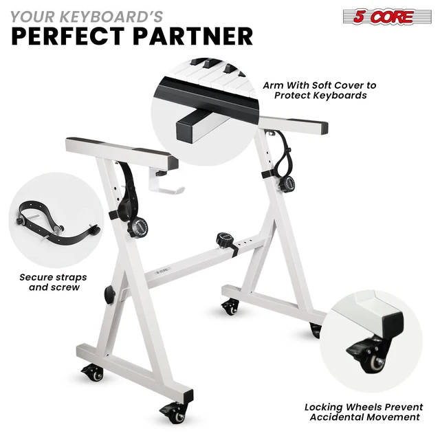 Alt view image 3 of 7 - 5Core Keyboard Stand Adjustable Height 36.5" Width 32.5 Electric Piano Riser
