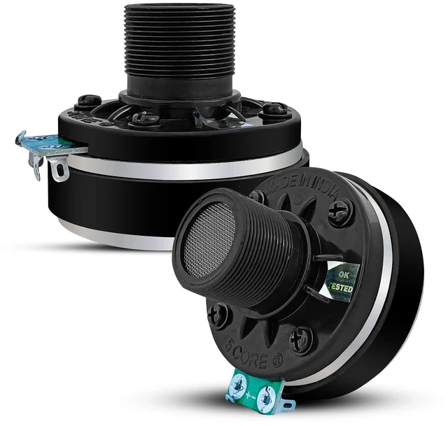 Main image of 5 CORE Horn Speaker Tweeter Compression Driver Phenolic Diaphragm 1" Inch VC 8 Ohm 200W PMPO Screw On Throat Twist Tweeters High Frequency Car Pro Audio - 5C-D26
