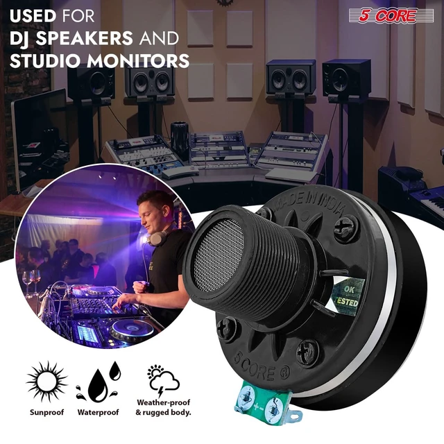 Alt view image 6 of 8 - 5 CORE Horn Speaker Tweeter Compression Driver Phenolic Diaphragm 1" Inch VC 8 Ohm 200W PMPO Screw On Throat Twist Tweeters High Frequency Car Pro Audio - 5C-D26