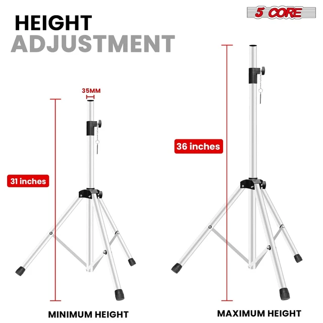 Alt view image 2 of 7 - 5 Core Speaker Stand Adjustable 31 to 36" PA DJ Tripod Heavy Duty w 35mm Mount
