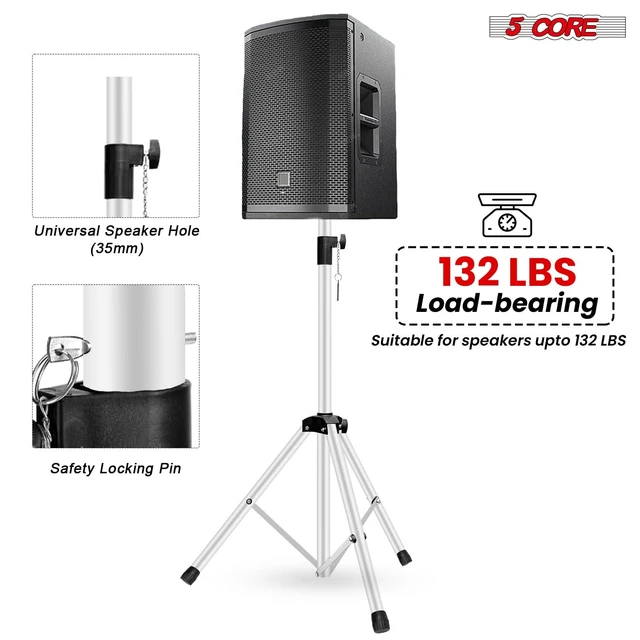 Alt view image 3 of 7 - 5 Core Speaker Stand Adjustable 31 to 36" PA DJ Tripod Heavy Duty w 35mm Mount