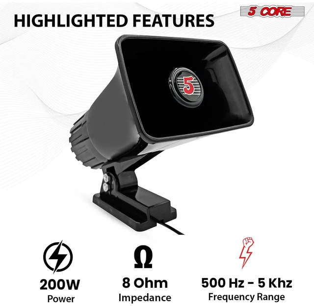 Alt view image 5 of 7 - 5Core 6" PA Horn 200W 8Pc Loud Speaker Bull Horn Loud Audio 8Ohm All Weather Use