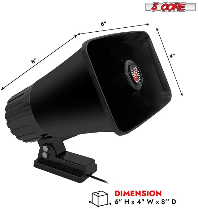 Alt view image 6 of 7 - 5Core 6" PA Horn 200W 8Pc Loud Speaker Bull Horn Loud Audio 8Ohm All Weather Use