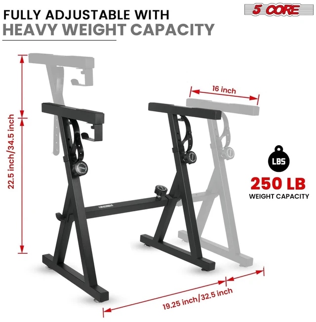 Alt view image 2 of 7 - 5Core Keyboard Stand Adjustable Height 34.5" Width 32.5 Electric Piano Riser
