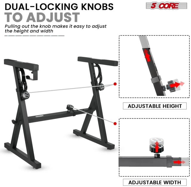 Alt view image 3 of 7 - 5Core Keyboard Stand Adjustable Height 34.5" Width 32.5 Electric Piano Riser