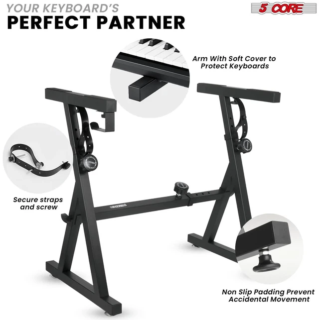 Alt view image 6 of 7 - 5Core Keyboard Stand Adjustable Height 34.5" Width 32.5 Electric Piano Riser