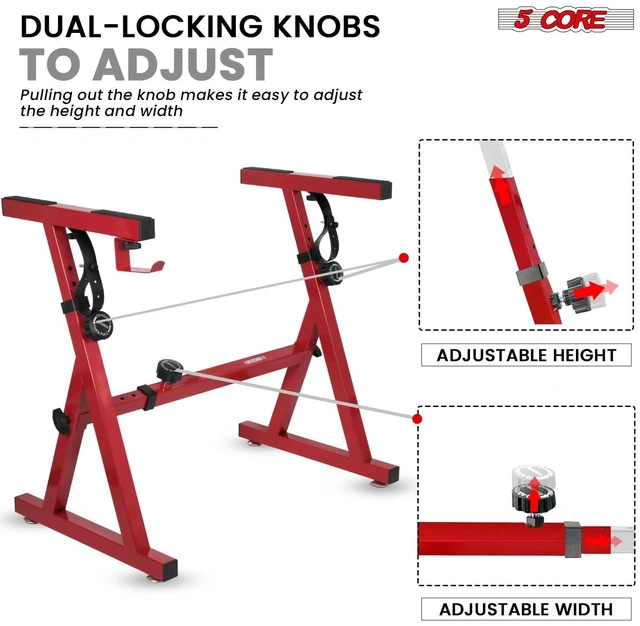 Alt view image 4 of 7 - 5Core Keyboard Stand Adjustable Height 34.5" Width 32.5 Electric Piano Riser