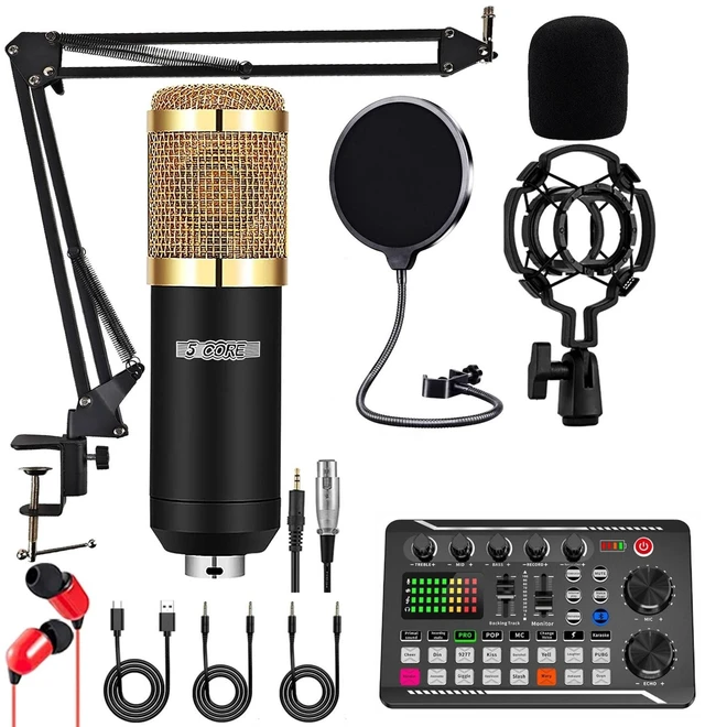 Main image of 5 Core Podcast Equipment Bundle w Condenser Mic Voice Changer Audio Mixer