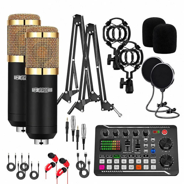 Main image of 5 Core Podcast Equipment Bundle w Condenser Mic Voice Changer Audio Mixer Pair