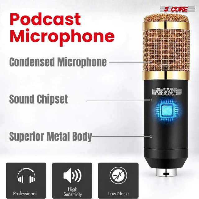 Alt view image 2 of 7 - 5 Core Podcast Equipment Bundle w Condenser Mic Voice Changer Audio Mixer Pair