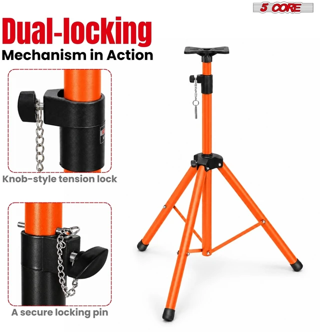 Alt view image 3 of 7 - 5 Core Speaker Stand Tripod Pair Adjustable PA DJ Universal Pole Mount
