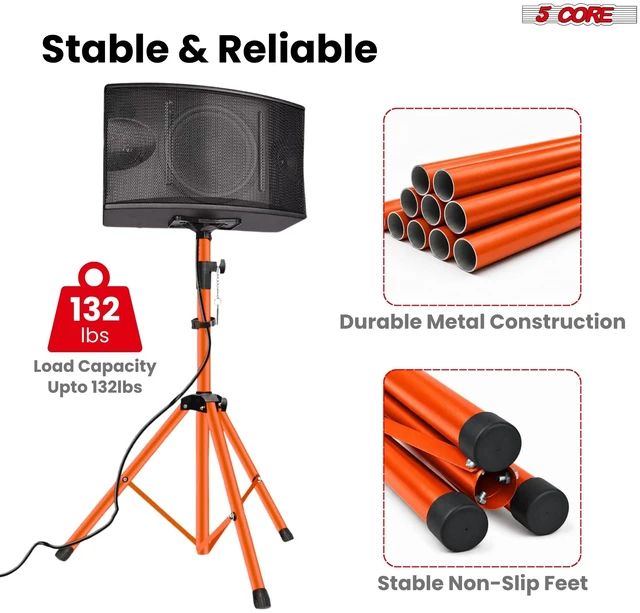 Alt view image 4 of 7 - 5 Core Speaker Stand Tripod Pair Adjustable PA DJ Universal Pole Mount