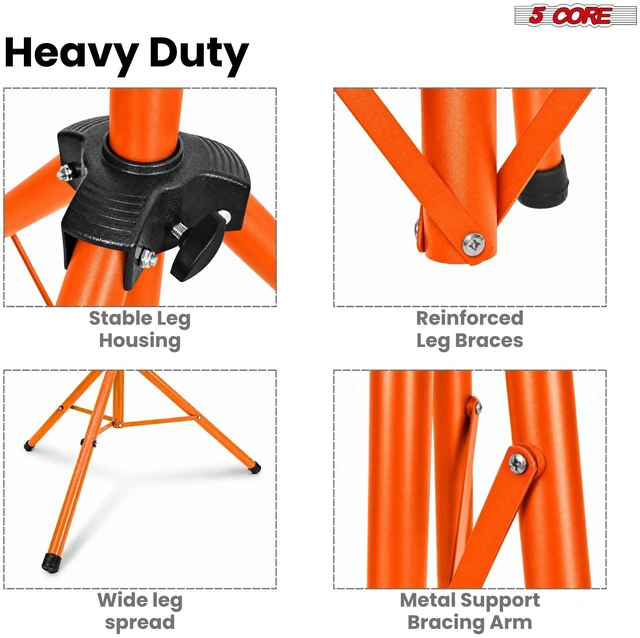 Alt view image 6 of 7 - 5 Core Speaker Stand Tripod Pair Adjustable PA DJ Universal Pole Mount
