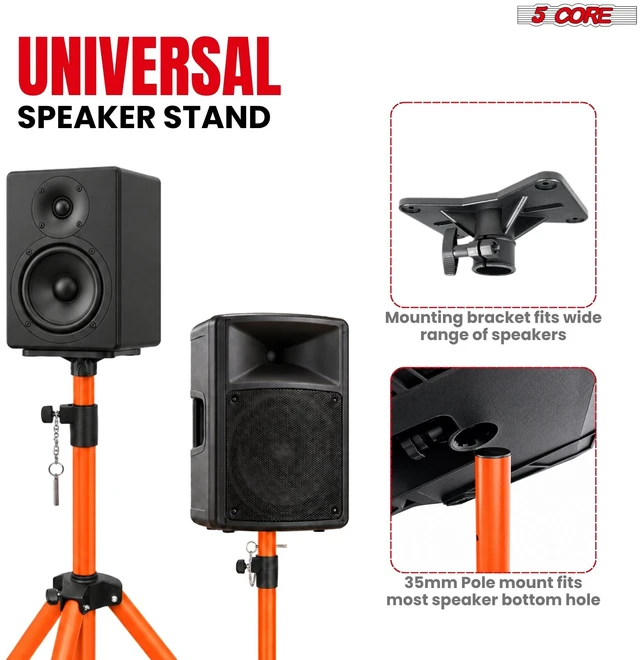 Alt view image 5 of 7 - 5 Core Speaker Stand Tripod Pair Adjustable PA DJ Universal Pole Mount