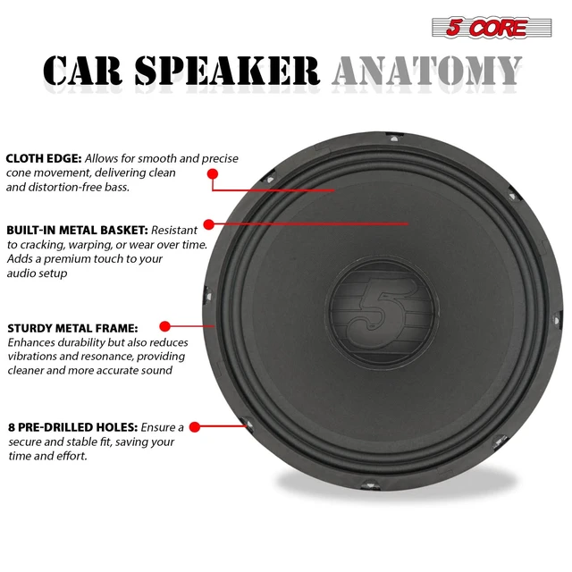 Alt view image 4 of 7 - 5Core 12 Inch Speaker Car Audio 200W 4OHM Replacement Driver