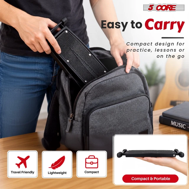 Alt view image 5 of 7 - 5Core Guitar Foot Stool Height Adjustable Folding Leg Rest Classical Footrest