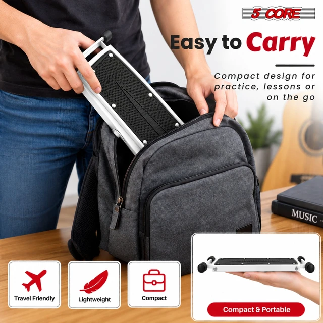 Alt view image 6 of 7 - 5 Core Guitar Foot Stool Metal 6-Level Adjustable Folding Leg Rest White