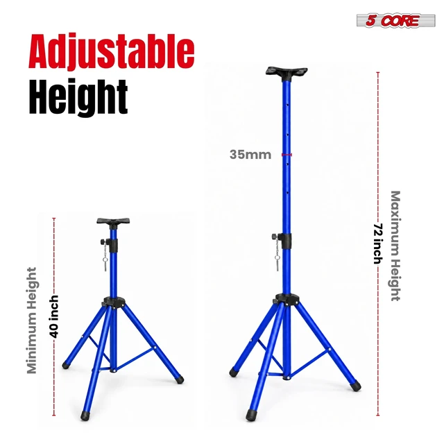 Alt view image 2 of 7 - 5 Core Speaker Stand Tripod Pair Adjustable PA DJ Universal Pole Mount