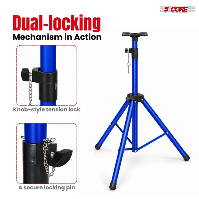 Alt view image 3 of 7 - 5 Core Speaker Stand Tripod Pair Adjustable PA DJ Universal Pole Mount
