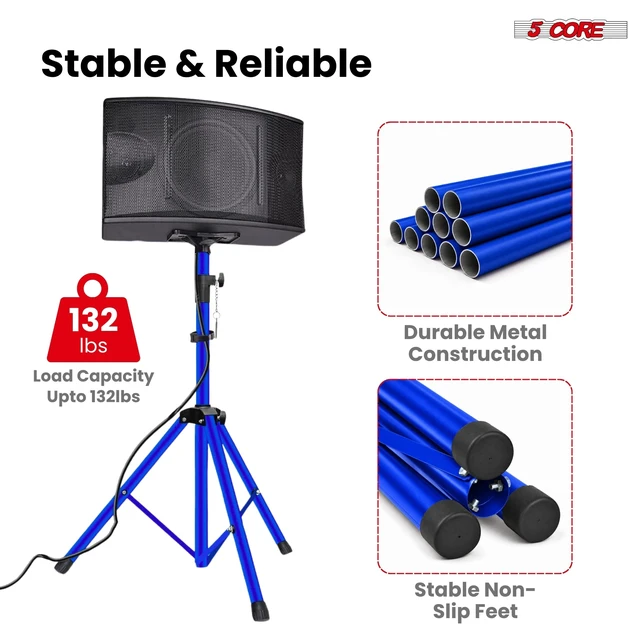 Alt view image 4 of 7 - 5 Core Speaker Stand Tripod Pair Adjustable PA DJ Universal Pole Mount