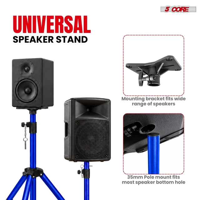 Alt view image 5 of 7 - 5 Core Speaker Stand Tripod Pair Adjustable PA DJ Universal Pole Mount