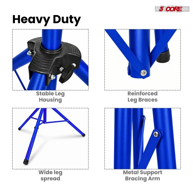 Alt view image 7 of 7 - 5 Core Speaker Stand Tripod Pair Adjustable PA DJ Universal Pole Mount