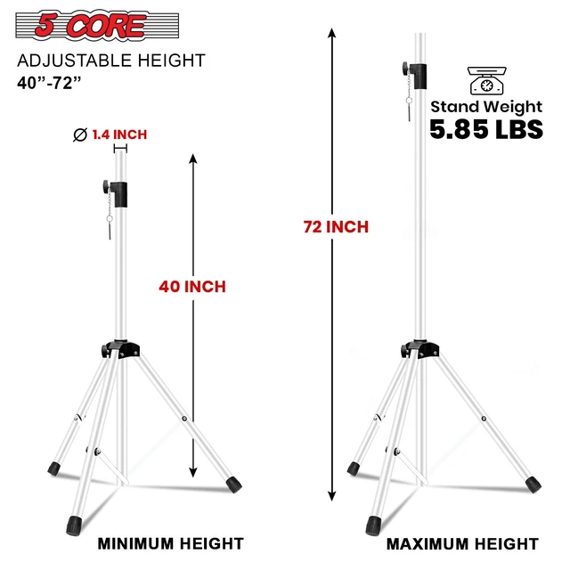 Alt view image 2 of 7 - 5 Core Speaker Stand Tripod Pair Adjustable PA DJ Universal Pole Mount