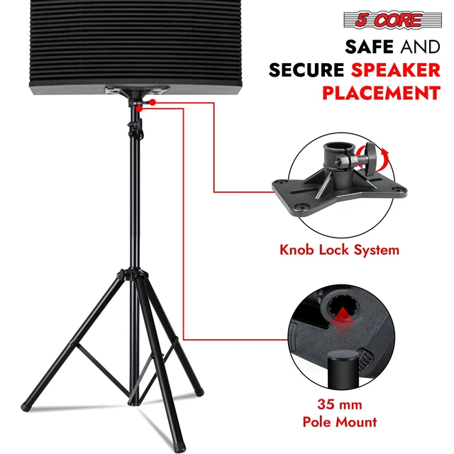 Alt view image 5 of 7 - 5 Core Speaker Stand Adjustable PA DJ Tripod Stands w 35mm Pole 132 Lbs Capacity