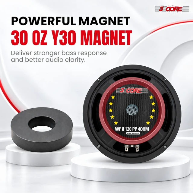 Alt view image 5 of 7 - 5 CORE 8 Inch Car Audio Subwoofer 1000W 4Ohm Shallow Mount Woofer Speaker