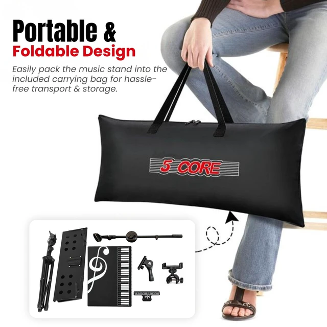 Alt view image 2 of 7 - 5Core Music Stand Height Adjustable Desktop Book Stands w Mic Mobile Holder