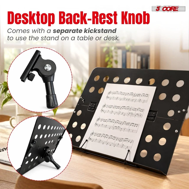 Alt view image 5 of 7 - 5Core Music Stand Height Adjustable Desktop Book Stands w Mic Mobile Holder