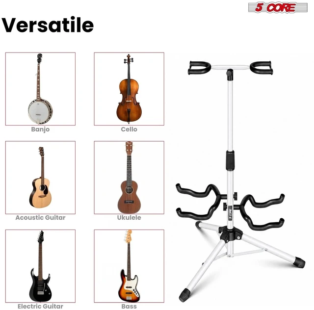 Alt view image 3 of 7 - 5CORE Dual Guitar Stand Floor Adjustbale for Acoustic/Electric/Bass/Banjo
