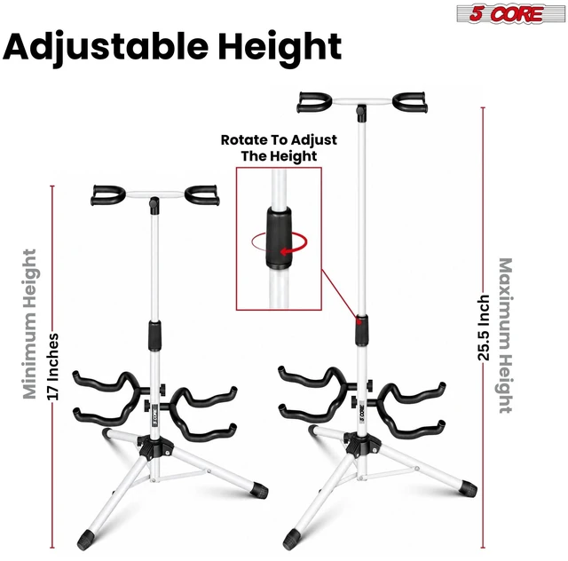 Alt view image 2 of 7 - 5CORE Dual Guitar Stand Floor Adjustbale for Acoustic/Electric/Bass/Banjo