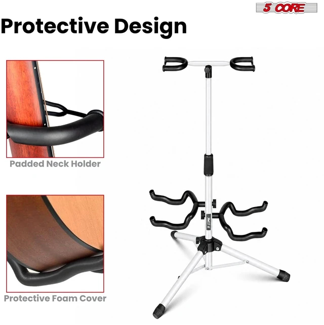 Alt view image 4 of 7 - 5CORE Dual Guitar Stand Floor Adjustbale for Acoustic/Electric/Bass/Banjo