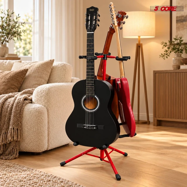 Alt view image 6 of 7 - 5CORE Triple Guitar Stand Floor Adjustbale for Acoustic/ Electric/ Bass/ Banjo
