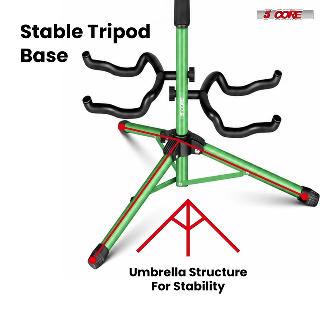 Alt view image 5 of 7 - 5 Core Guitar Stand Adjustable Double Guitars Stands Floor w Neck Holder for Acoustic Electric Bass