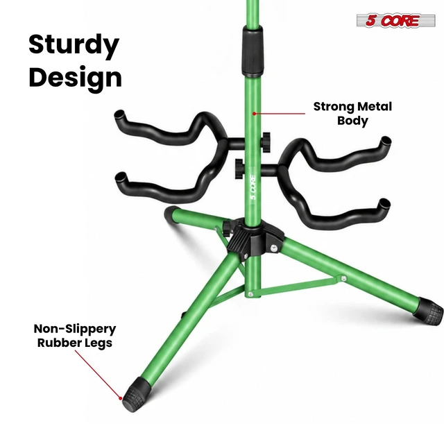 Alt view image 7 of 7 - 5 Core Guitar Stand Adjustable Double Guitars Stands Floor w Neck Holder for Acoustic Electric Bass